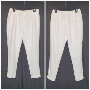 TY-LR Designer Sample White High Rise Cropped Pants EST Small Minimalist Preppy